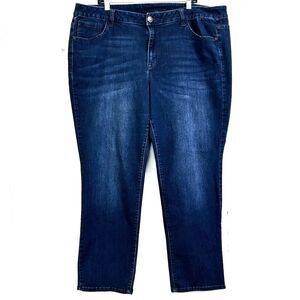 Venezia Women's Plus Size 22 Short Dark Blue Denim High Rise Straight Jeans